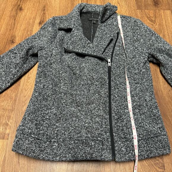 Banana Republic Black Gray Tweed Double Breasted Zip Up Moto Jacket Size XS - Picture 6 of 7